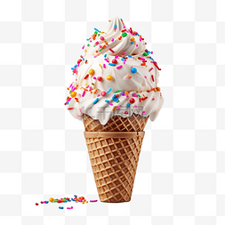 冰淇淋华夫饼锥体与彩色洒孤立人