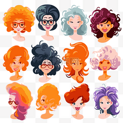 假发剪贴画各种卡通妇女和卡通发