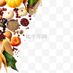 食材背景板图片_感恩节晚餐准备的秋季健康食材复