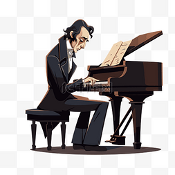 卡通鋼琴图片_肖邦剪贴画卡通弹钢琴的人 向量
