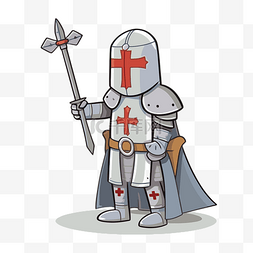 拿剑骑士图片_十字军剪贴画卡通中世纪骑士拿着