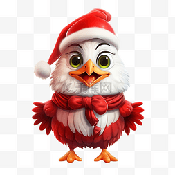 孩子卡通像图片_穿着圣诞服装的可爱鸡 穿着圣诞