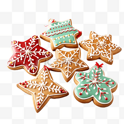 自制圣诞饼干，装饰着彩色糖衣