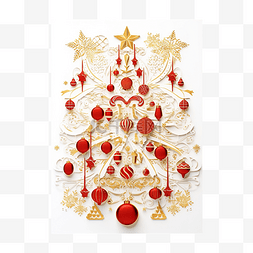 圣诞节日雪树图片_圣诞贺卡复古版式设计华丽的装饰