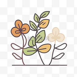矢量花藤白色图片_具有不同颜色叶子的花卉和植物图