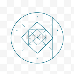 蓝色圆圈被外部正方形上绘制的三