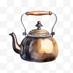 水彩水壶茶