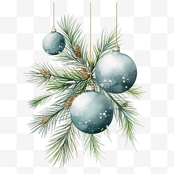 圣诞快乐贺卡，上面有松枝和灰色