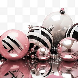 关闭黑白圣诞玩具和粉色和灰色分