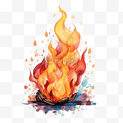 壁炉光图片_用可爱的水彩画生火