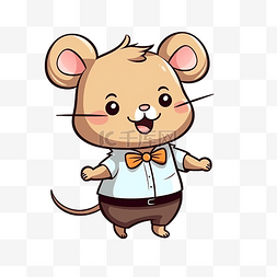 可爱的短胖棕色涂鸦卡通老鼠角色