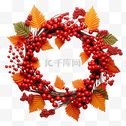 花表格表格图片_带叶子和罗文浆果的感恩节花环