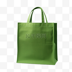 绿色帆布购物袋与样机剪切路径隔