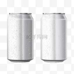 水滴啤酒图片_现实的罐头白色，带有水滴，用于