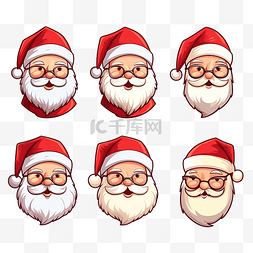 矢量图形系列图片_圣诞节圣诞老人脸矢量头像