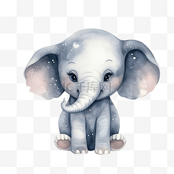 复古大象图片_可爱的水彩夜象