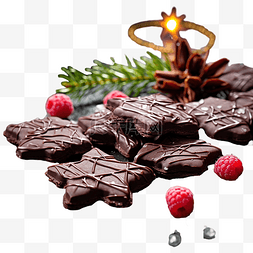 自制圣诞饼干巧克力星与覆盆子嘎