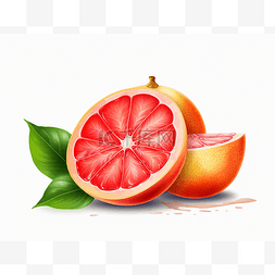 白色背景下的葡萄柚果实插图