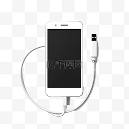 usb充电手机图片_带 USB 充电的白色智能手机