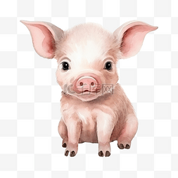 可爱的猪猪女孩图片_水彩可爱的小猪