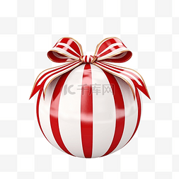 圣诞礼物球条纹礼物与红丝带