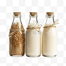 干草上的牛奶瓶模型秋季农场集市