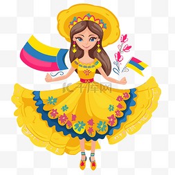 乌克兰剪贴画女孩穿着黄色民族服