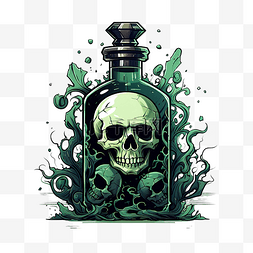 瓶子黑色图片_瓶子里的毒药插画