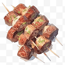 生活服务平台图标图片_肉丸烤美味的亚洲街头食品粗糙的