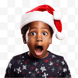 圣诞帽的婴儿图片_戴着圣诞帽的非洲裔美国男孩，红