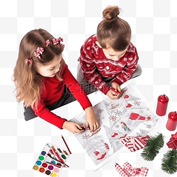 哥哥和妹妹为圣诞节庆祝活动的图