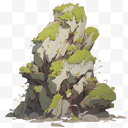 蕨类花图片_被孤立的绿色青苔覆盖的岩石