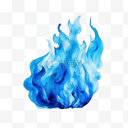 炽热的火图片_水彩画炽热的蓝色火焰火火球插画