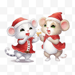 猫和老鼠的老鼠图片_卡通可爱圣诞猫和老鼠跳舞铃儿歌