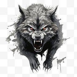狼头雕刻图片_愤怒的狼有划痕