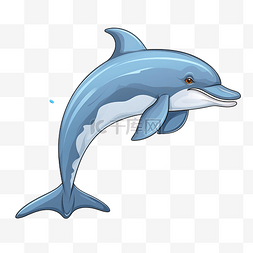 跳跃的海豚画卡通风格所有元素都