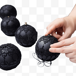 黑色手球图片_用蕾丝制作手工工艺黑色时尚圣诞