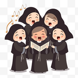 音乐分享图片_哈利路亚剪贴画修女们一边唱歌一