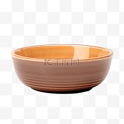 白色背景上的空棕色碗