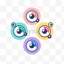 四色徽标插图和眼睛插图 向量