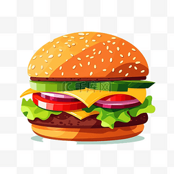 芝士食物图片_汉堡包平面插图