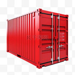 集装箱货运船图片_鲜红色的集装箱