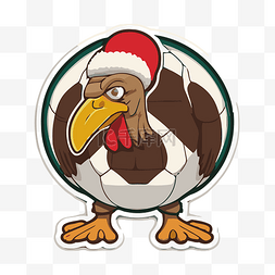 土耳其足球贴纸戴着圣诞老人帽子
