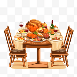 感恩節餐桌 向量