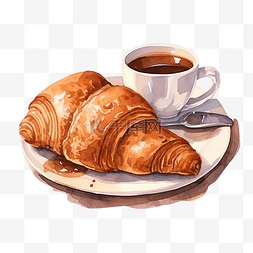 好吃的早餐图片_可爱牛角面包早餐文具贴纸油画