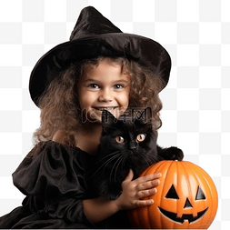 拿着娃娃图片_万圣节穿着女巫服装手里拿着黑猫
