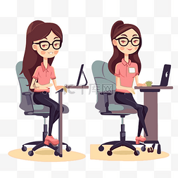 辦公椅图片_同事剪贴画两个卡通卡通女性人物