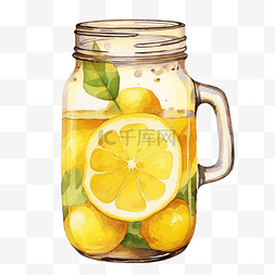 水彩柠檬水罐剪贴画