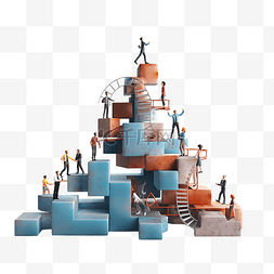 砖头梯子图片_商业职业挑战和团队合作理念