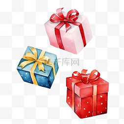 水彩生日图案图片_圣诞水彩无缝图案与礼品盒